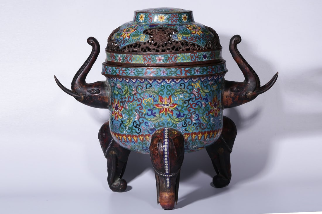A Cloisonné Enamel Tripod Censer: A Cloisonné Enamel Tripod Censer. Dimensions: 18.50" x 21.65" x 12.99"; Weight: 11lbs.