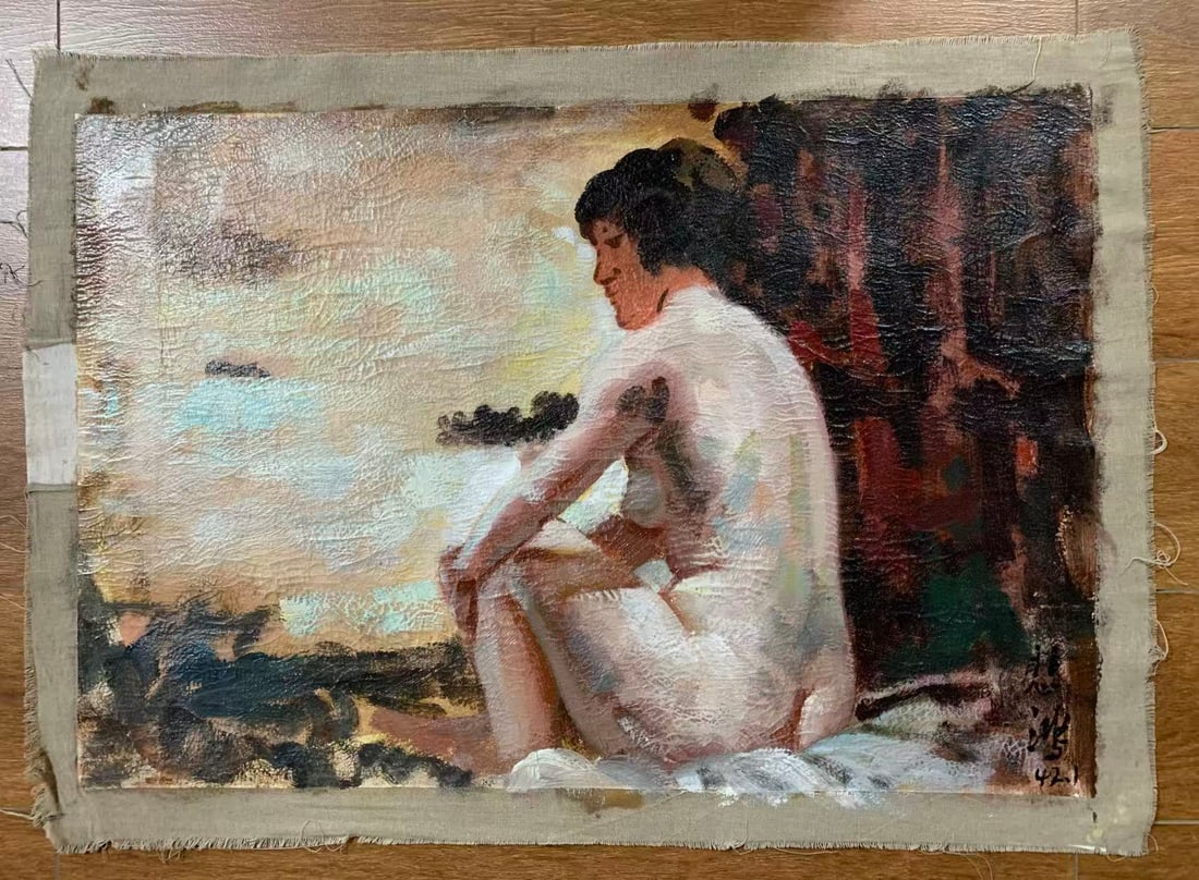 An Oil Painting: An Oil Painting. Dimensions: 23.62" x 35.43".