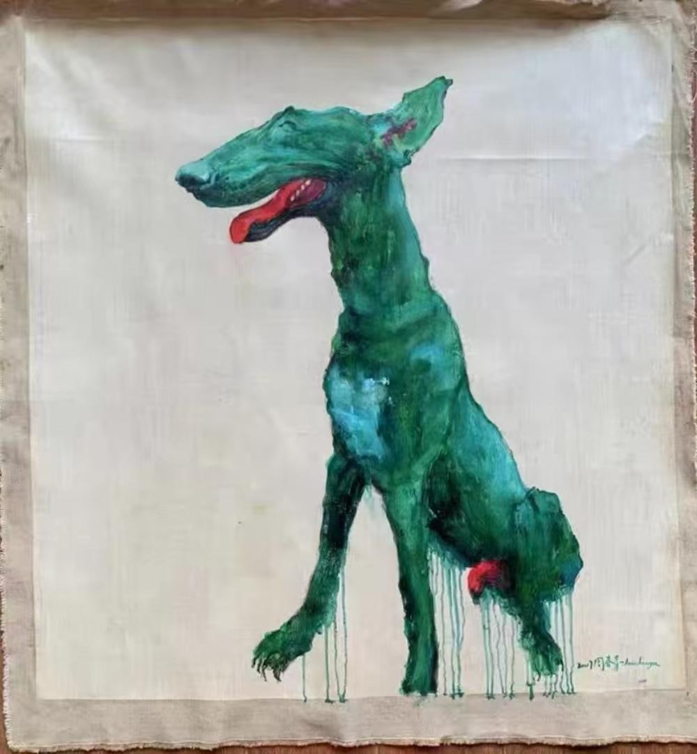 An Oil Painting: An Oil Painting. Dimensions: 39.37" x 39.37".