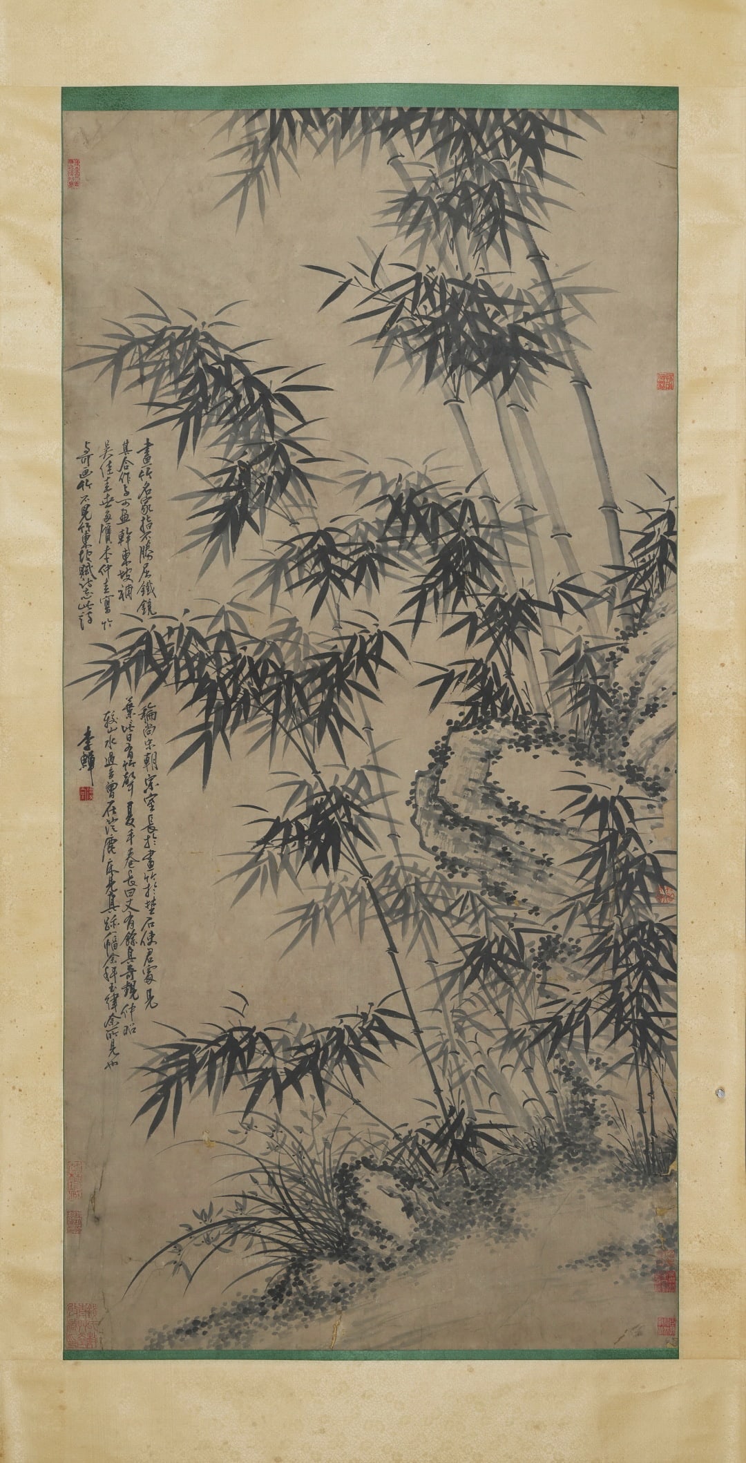 A Hanging Scroll Depicting Bamboo and Orchids Attributed to Li Shan: A Hanging Scroll Depicting Bamboo and Orchids Attributed to Li Shan. Painting: 53.94" x 26.77".