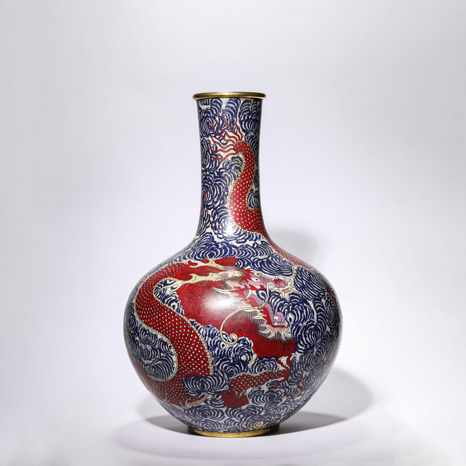 Cloisonne Enamel Dragon Tianqiuping Vase (1 of 9)