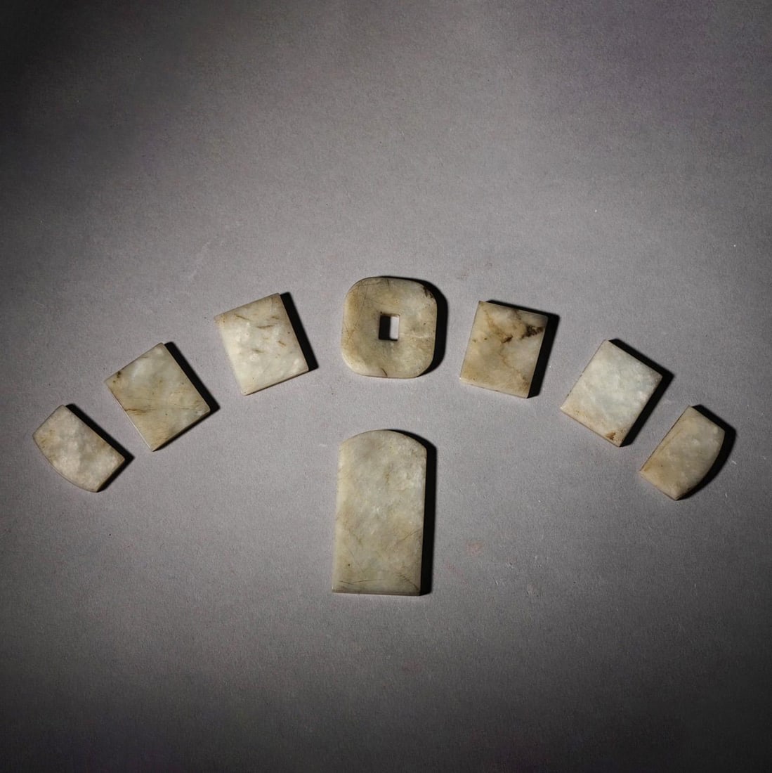 Set of White Jade Appliques: Set of White Jade Appliques. Diam.1.50"-2.95"