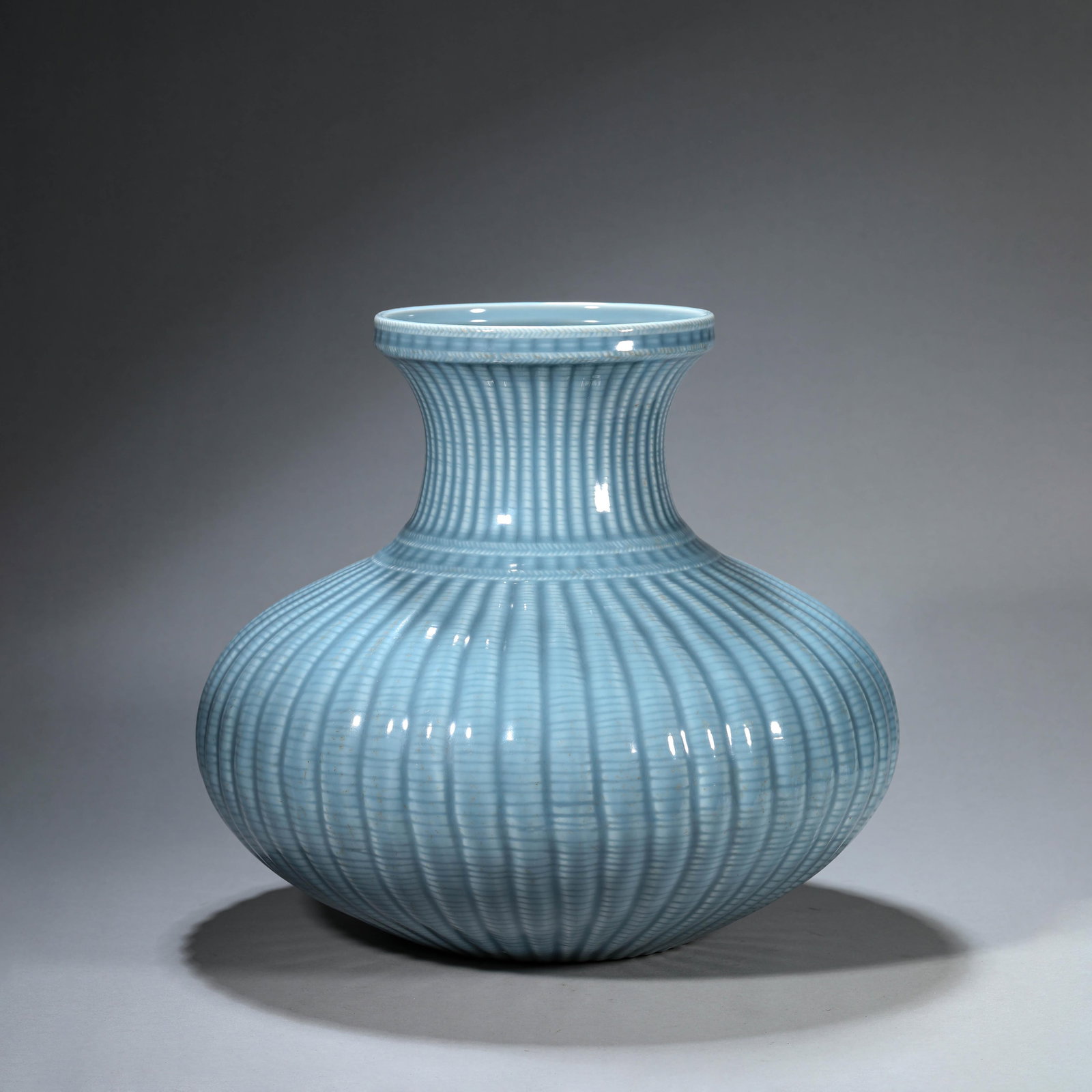 Celadon-Glazed Fish Basket Vessel, Yulou Zun: Celadon-Glazed Fish Basket Vessel, Yulou Zun. Diam.12.60" Height:11.61"