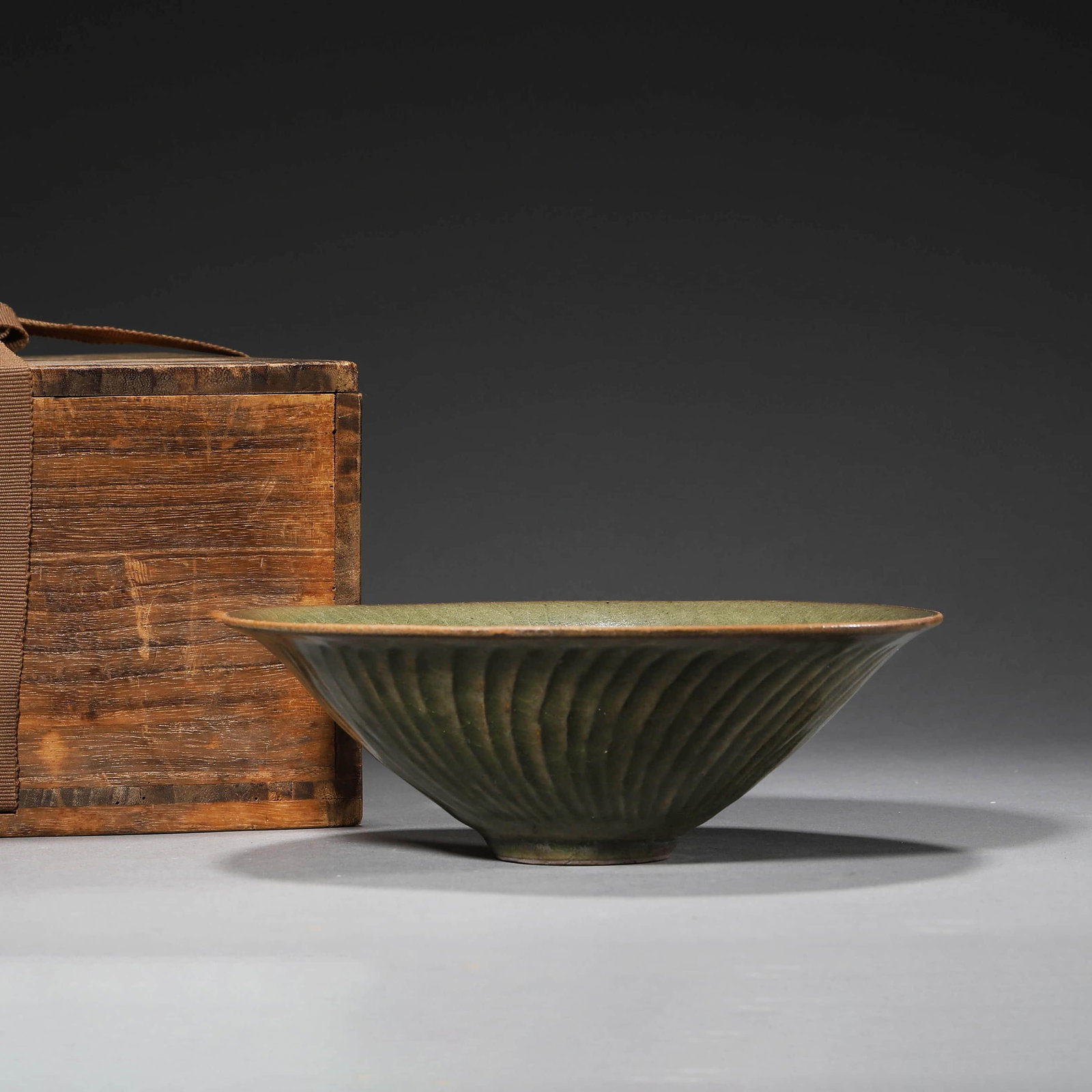 Yaozhou Kiln Conical Bowl: Yaozhou Kiln Conical Bowl. Diam.7.28" Height:2.36"