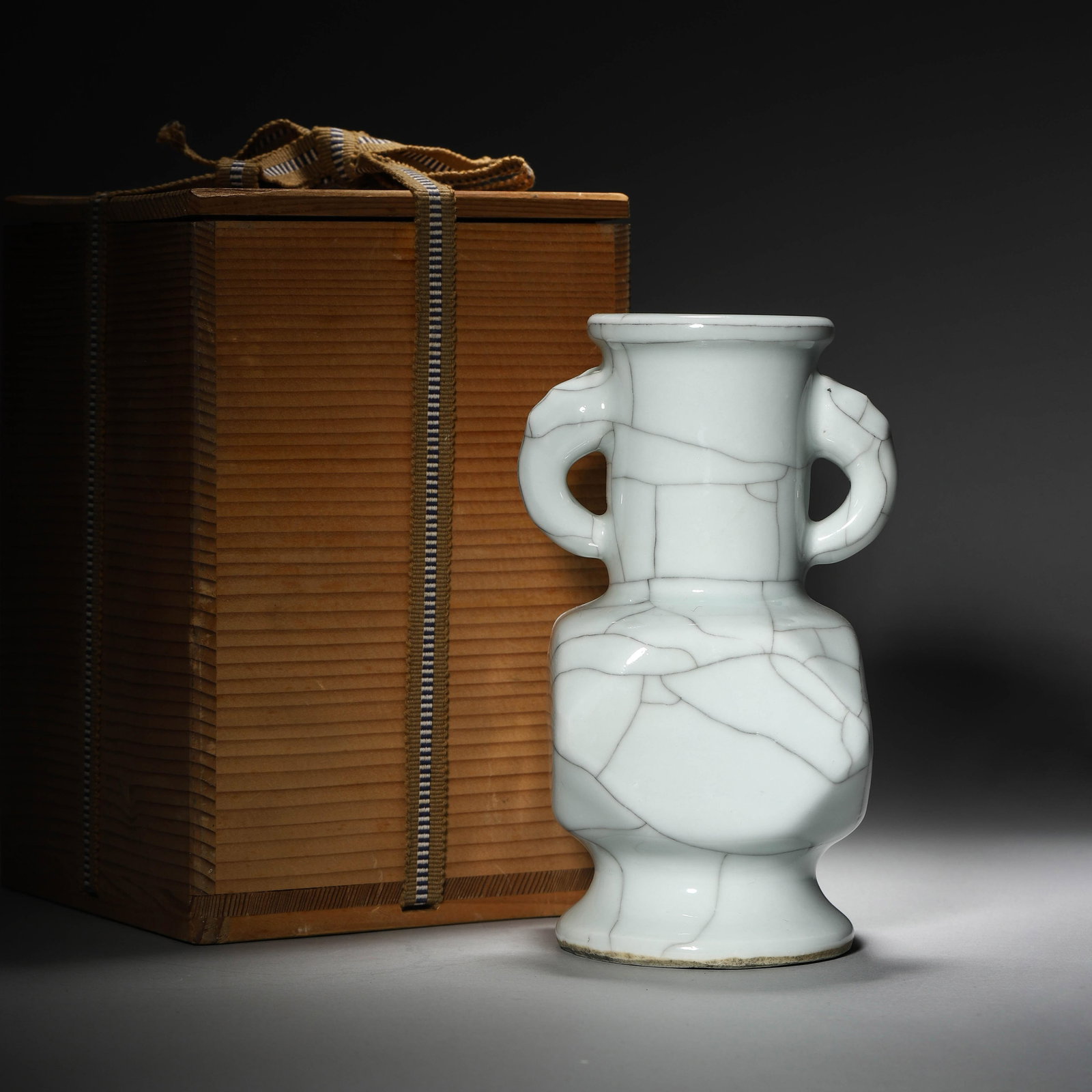 Ge Ware Octagonal Vase: Ge Ware Octagonal Vase. Length:4.33" Width:3.54" Height:7.28"