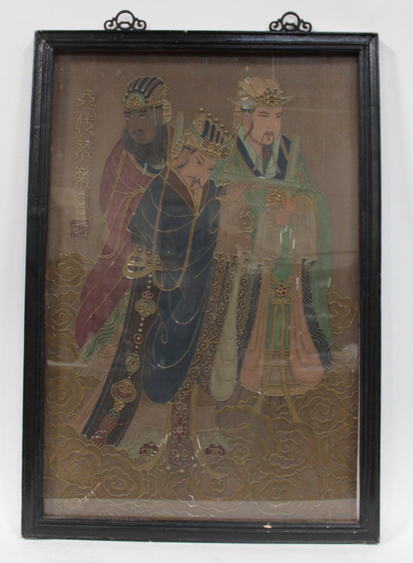 A Hardwood Framed Painting: A Hardwood Framed Painting, Length: 26.25" Height: 38"