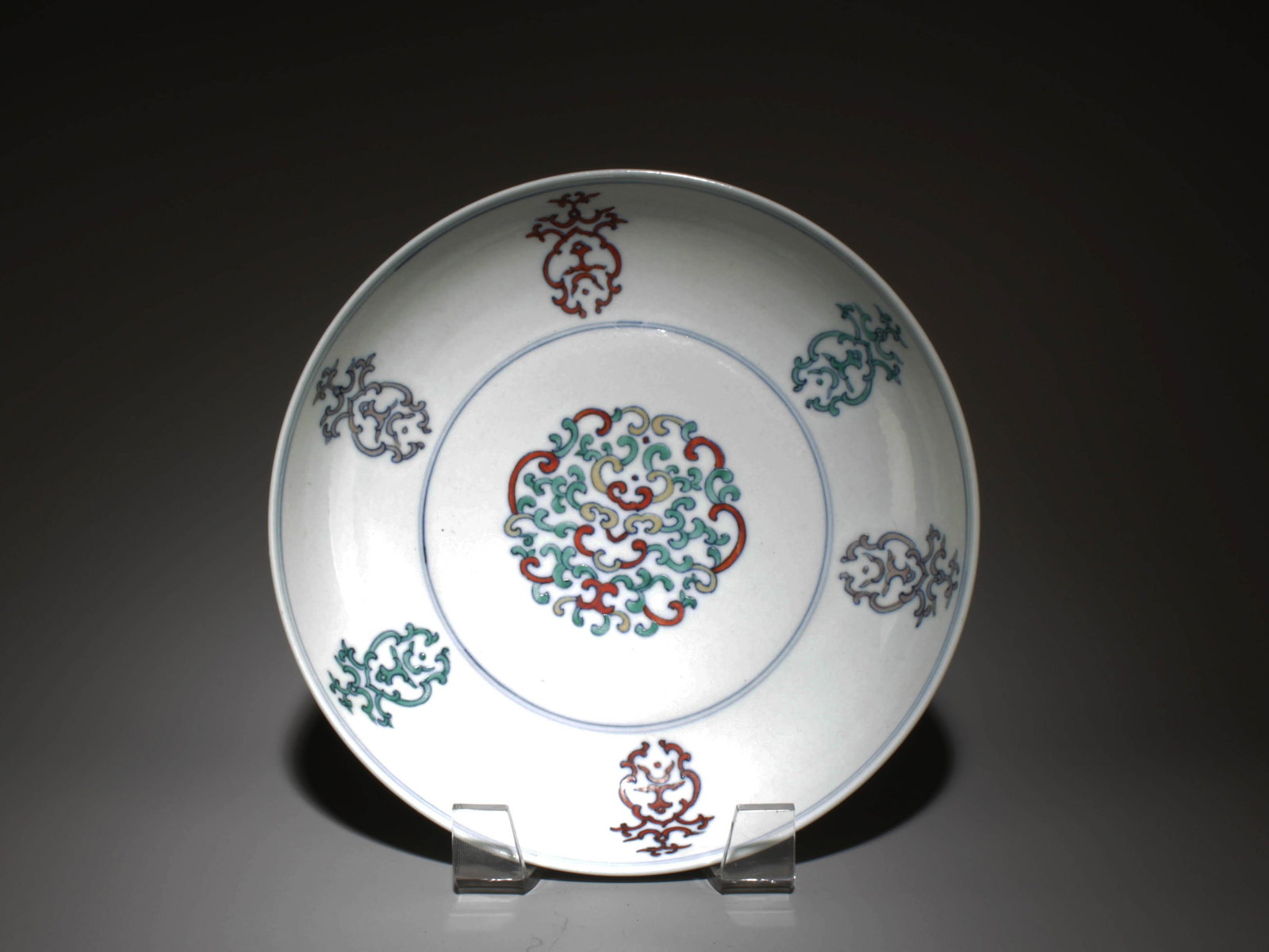 A Doucai Plate: A Doucai Plate. Diameter: 7.5"