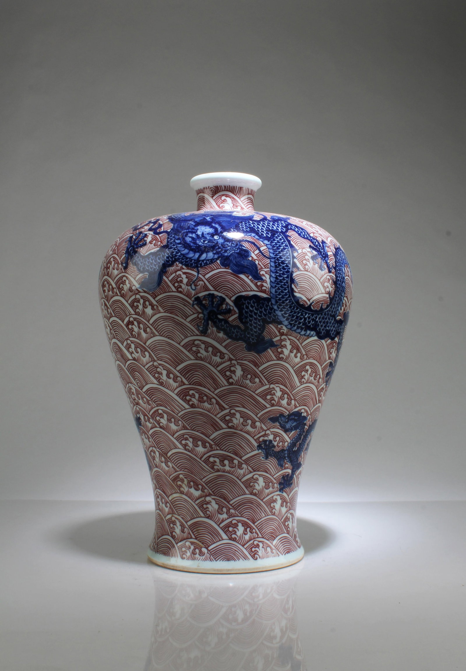 A Porcelain Meiping Vase: A Porcelain Meiping Vase. 'YongZheng' mark. Height: 13.75"