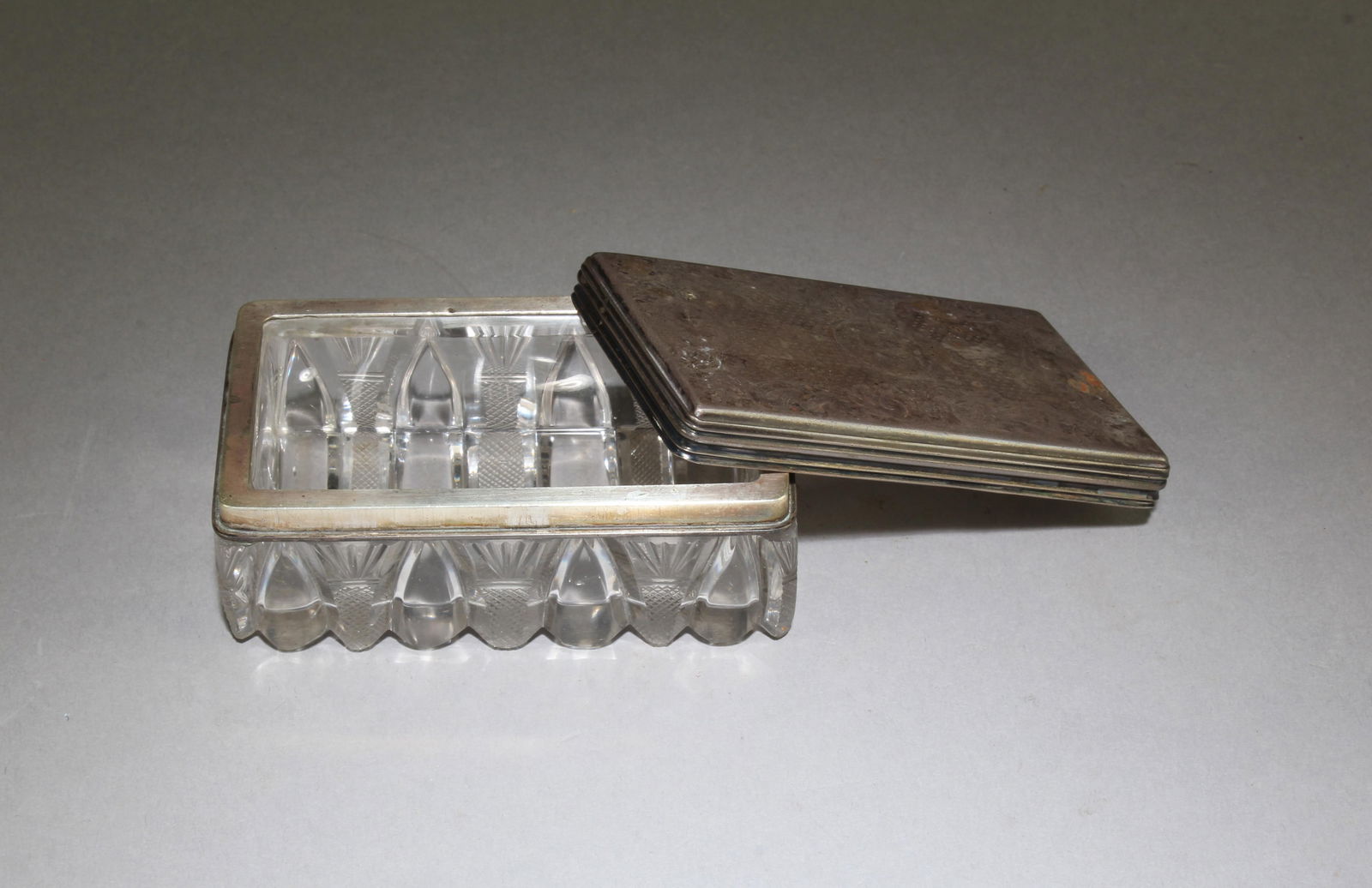 Antique Water Crystal Rectangular Shaped Container - 4