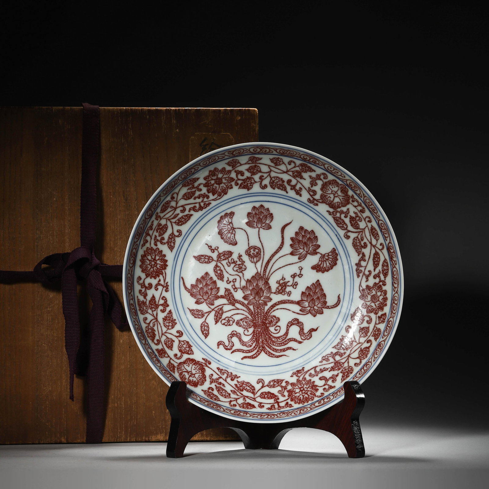 Copper-Red Glaze Floral Plate (1 of 7)