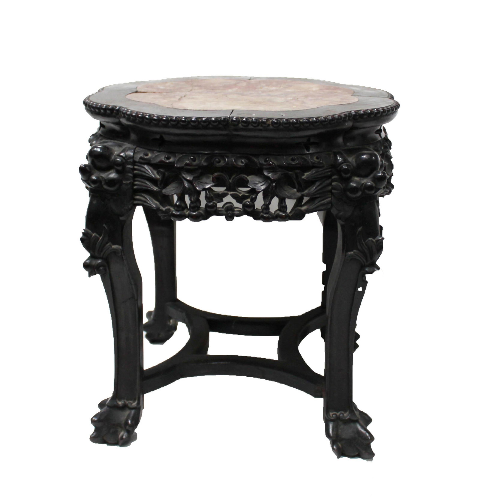 Chinese Hardwood Flower Stand With Marble Inlay (1 of 3)