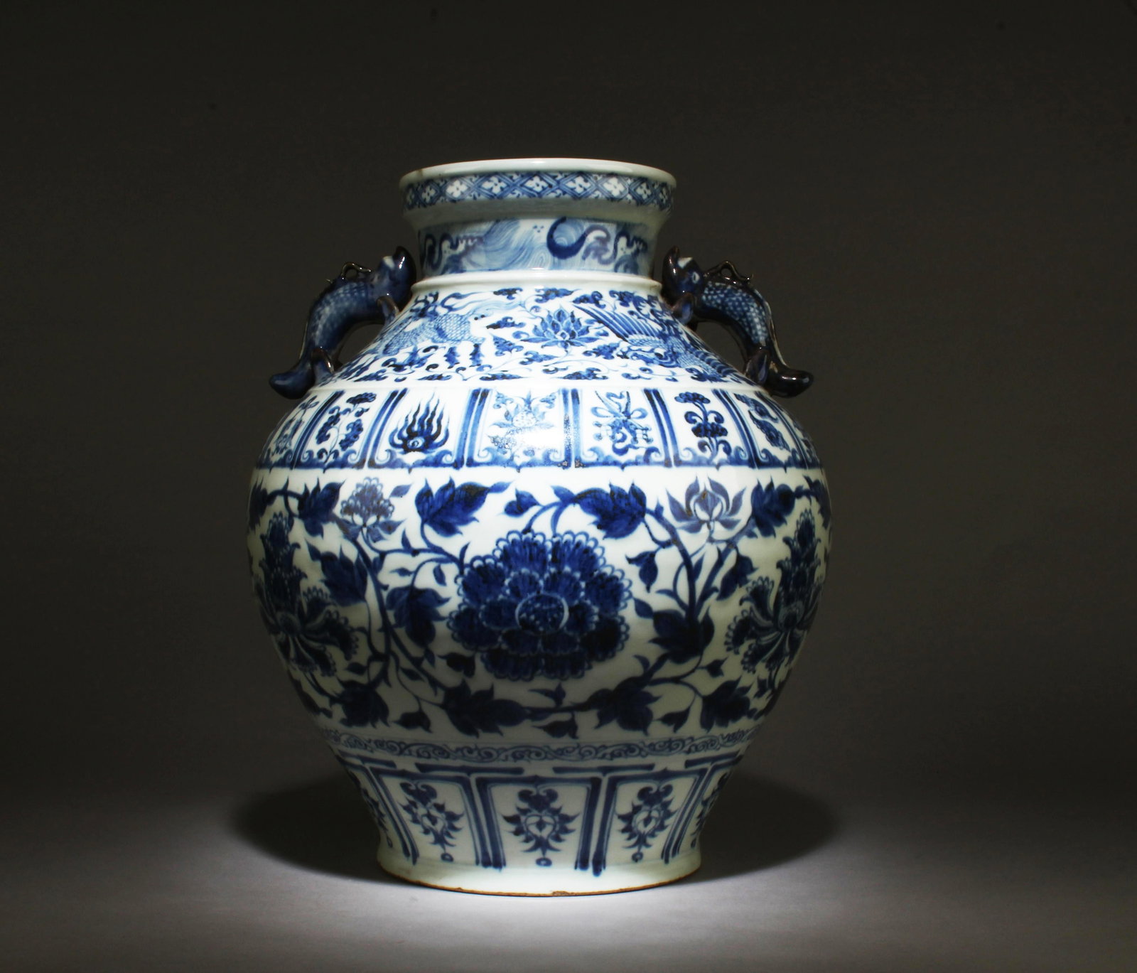 A Blue and White Jar with Flower Motif (1 of 6)