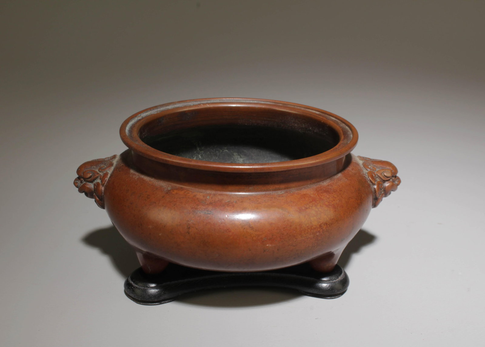 A Bronze Incense Burner with Stand: A Bronze Incense Burner with Stand. Dimension: 5" x 2.25" with stand.