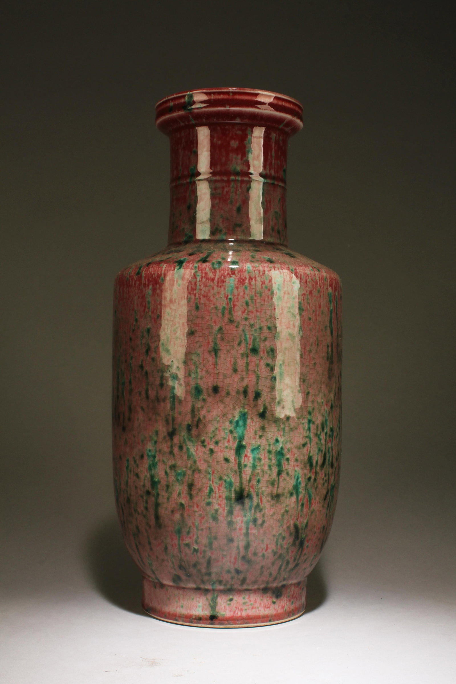 A Chinese Red and Green Flambe Glazed Vase (1 of 7)