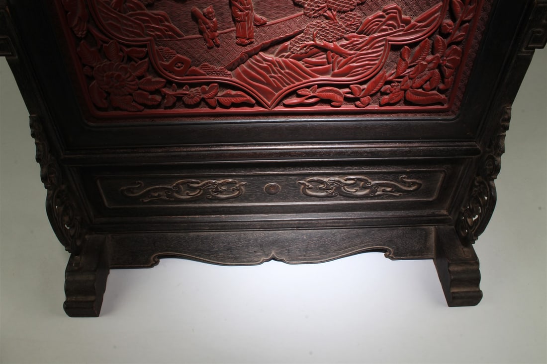 A Cinnabar Lacquer Table Screen - 4