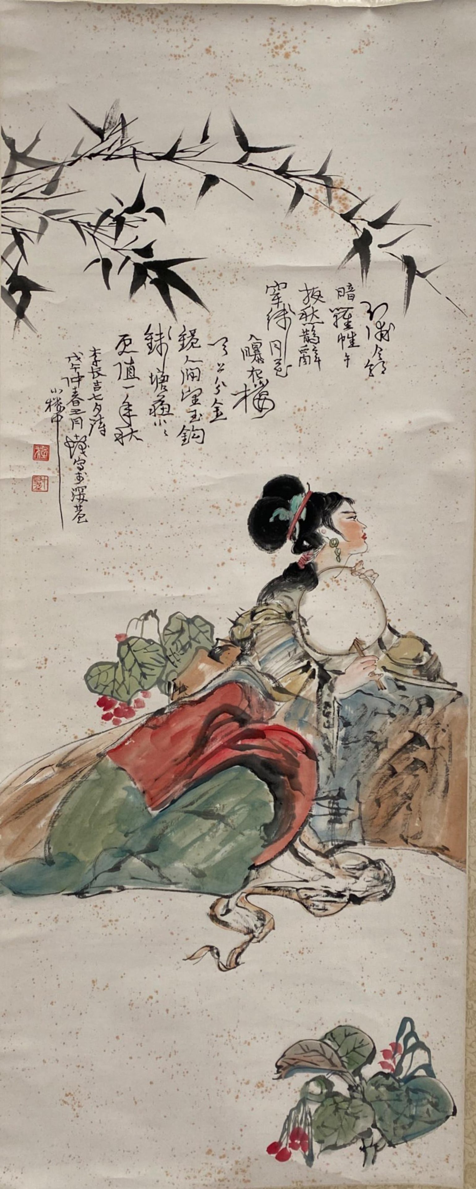 Chinese Hanging Scroll Painting: Ink and color on paper, signed with seal attributed to Cheng Shi Fa. Length: 19" Height: 46.5"