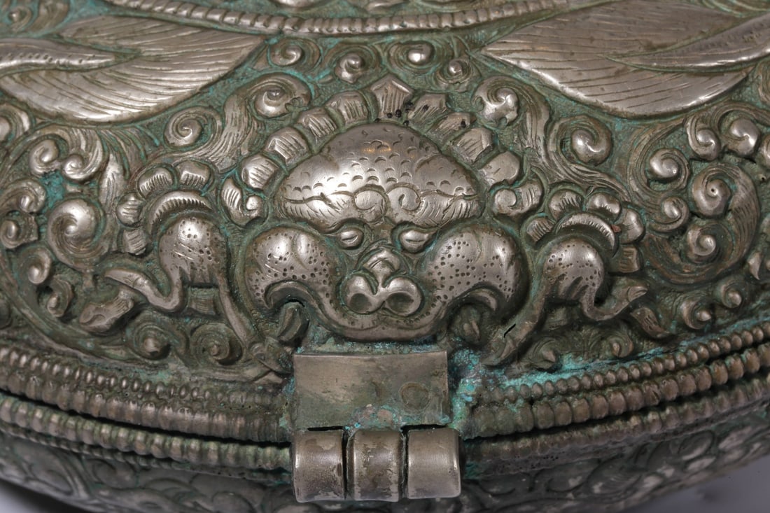 A Silver Box With Dragon Design - 7