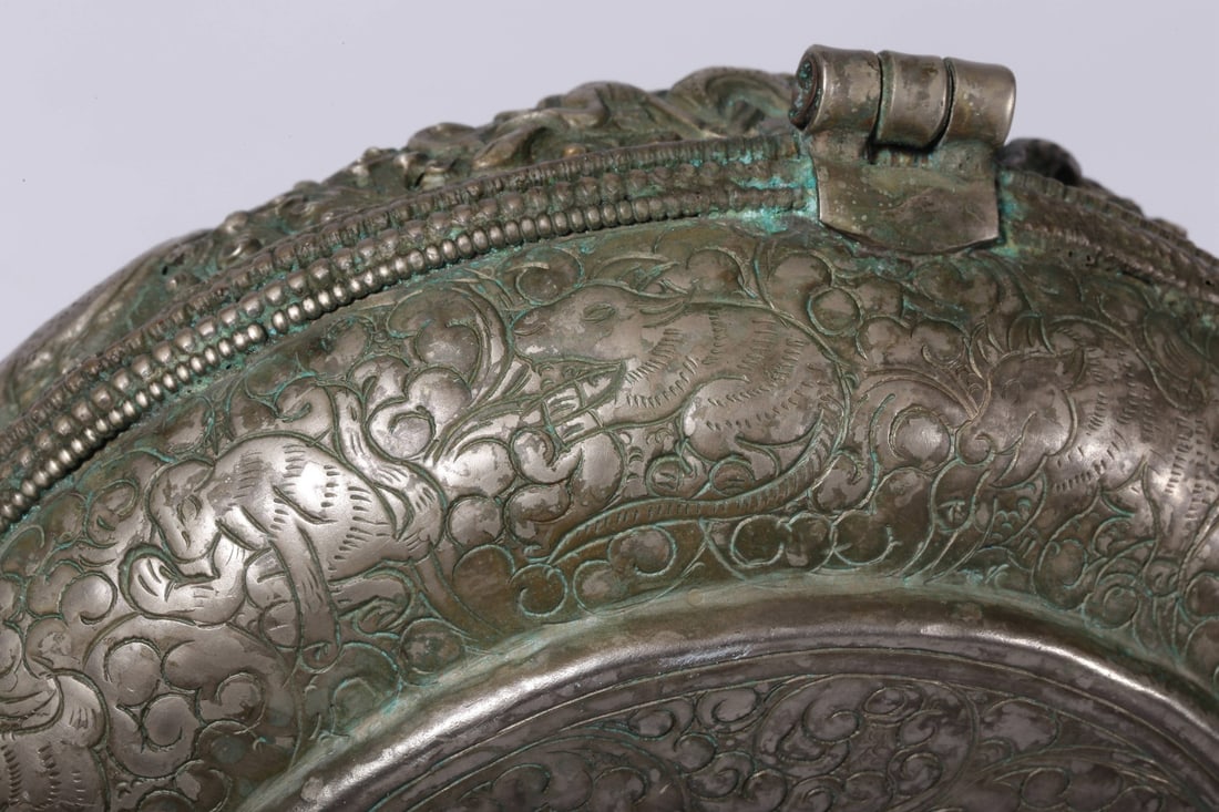 A Silver Box With Dragon Design - 9