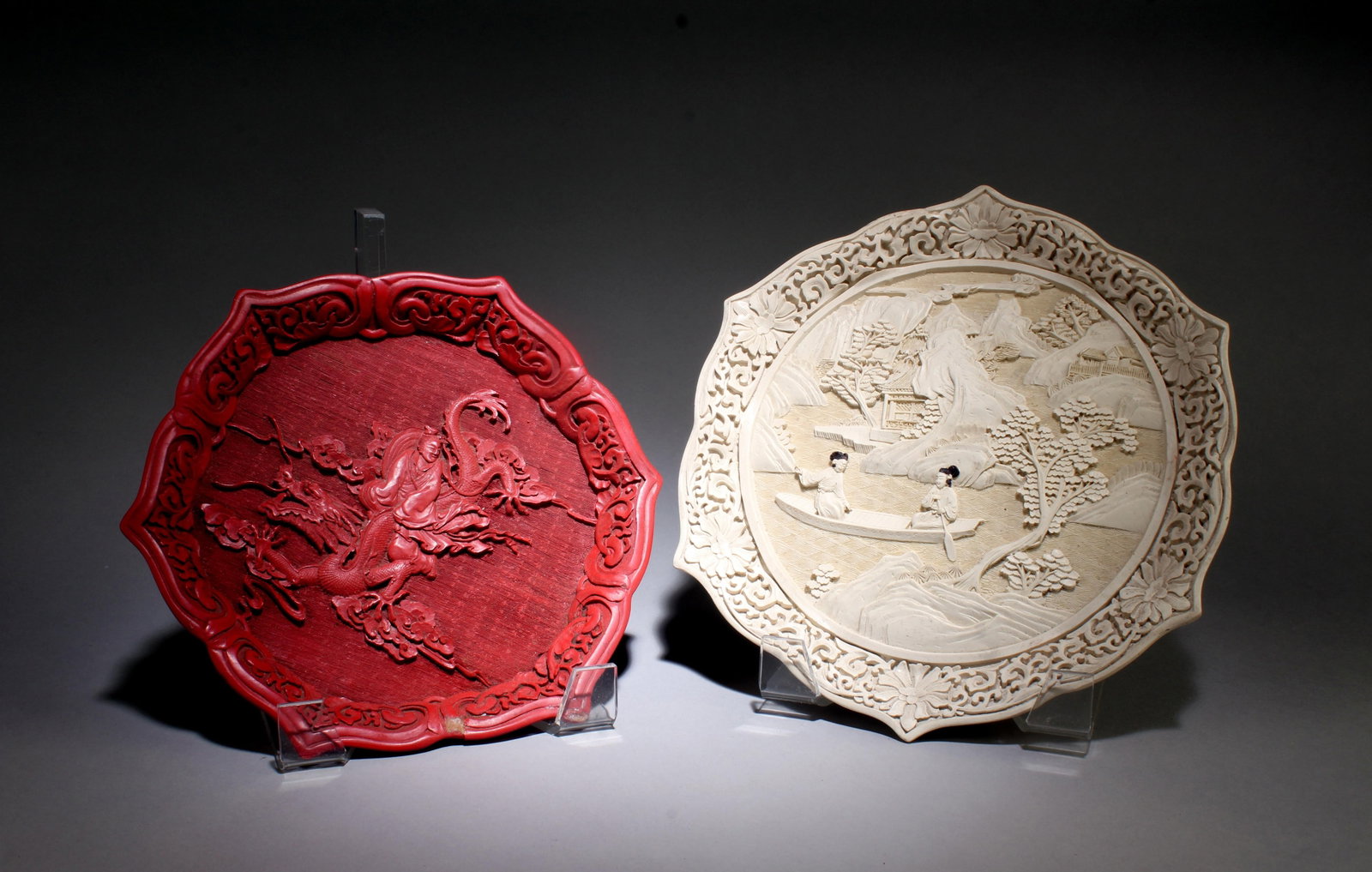 A Set of Cinnabar Plates (1 of 6)