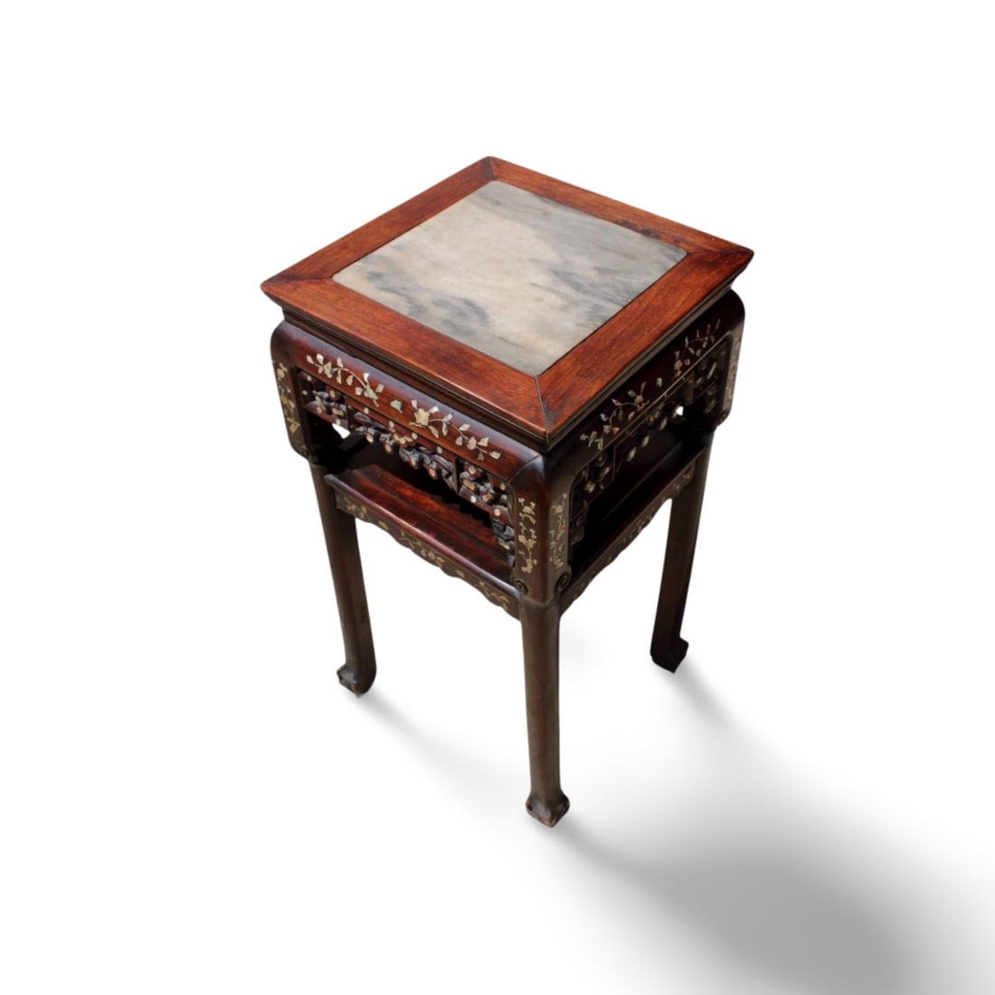 An Antique Hardwood Table with Marble Top (1 of 9)