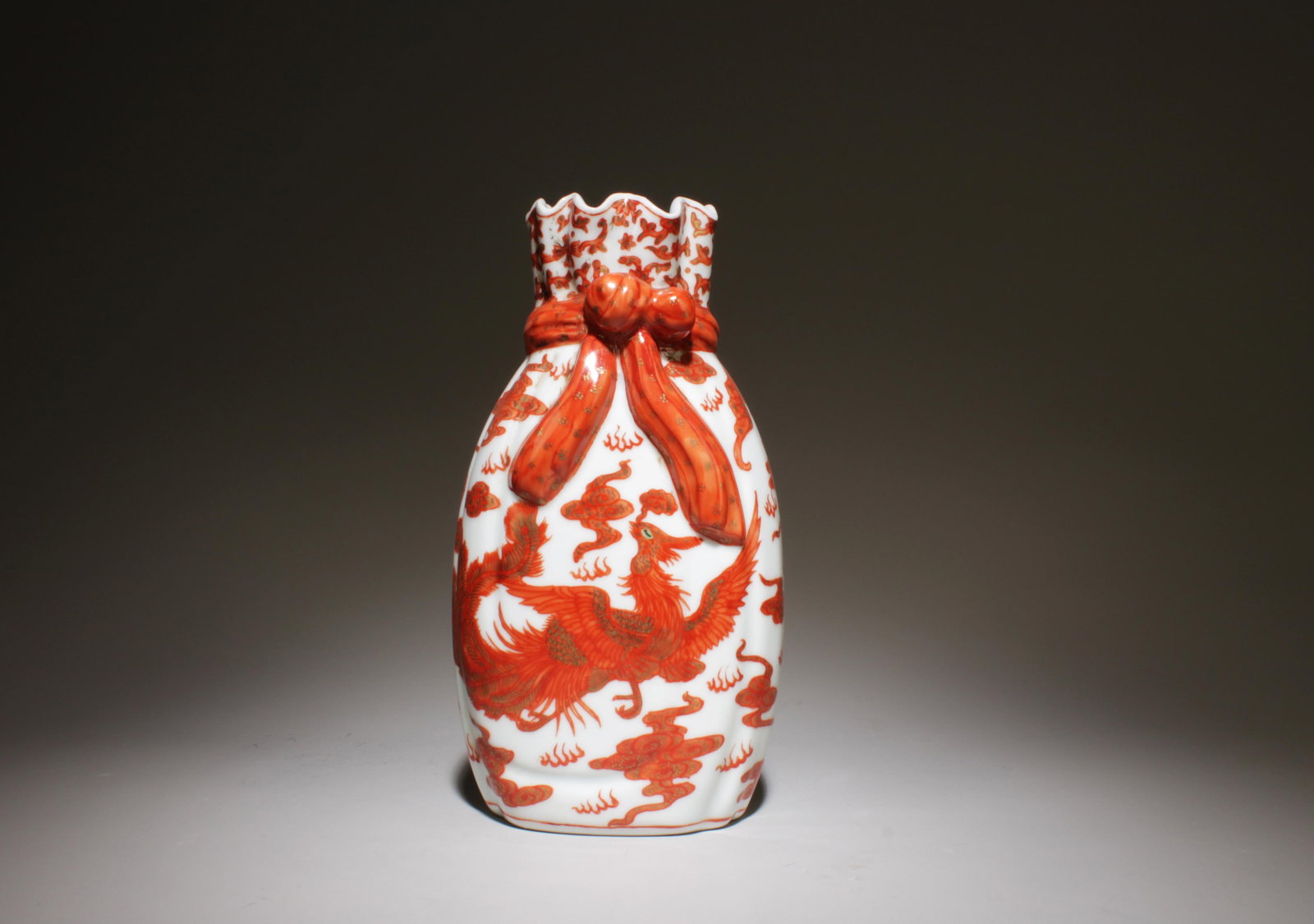 An Underglazed Red Vase: An Underglazed Red Vase. Dimensions: 4" x 7".