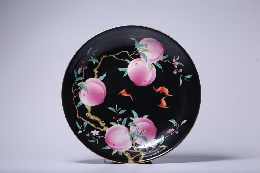 A Fencai Enamel Plate: A Fencai Enamel Plate. Height: 1.65in Diameter: 7.01in Weight: 0.67lbs.