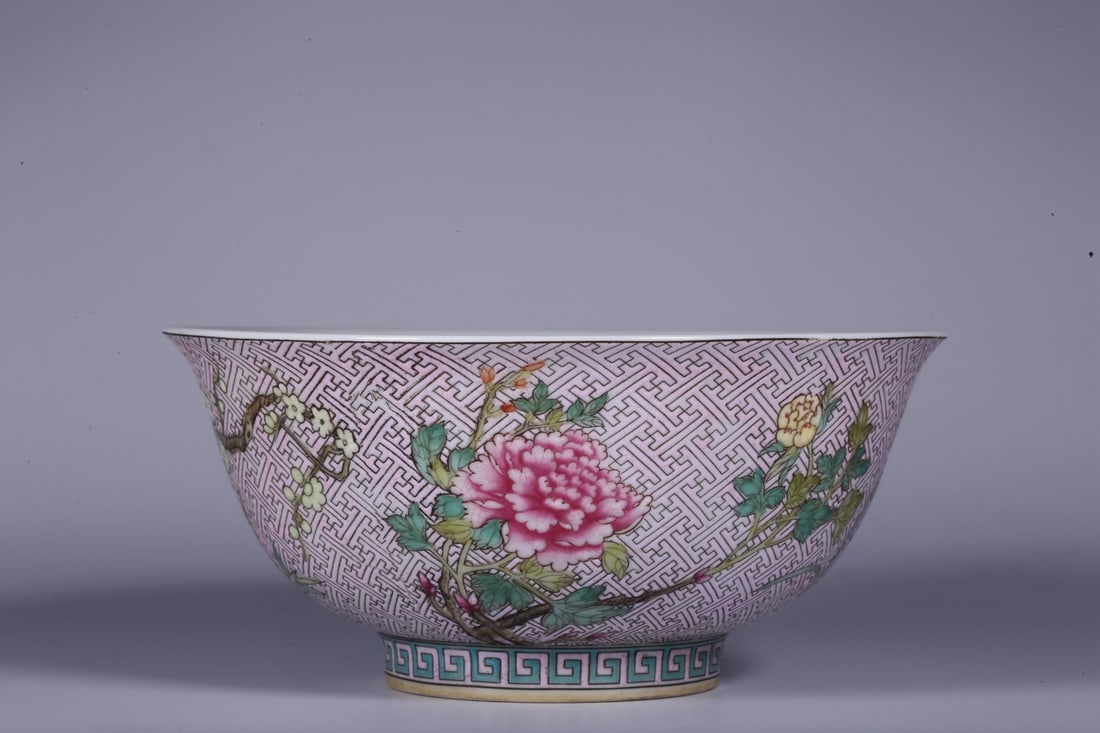 A Falangcai Enamel Bowl: A Falangcai Enamel Bowl. Height: 2.76in Diameter: 5.98in Weight: 0.53lbs.