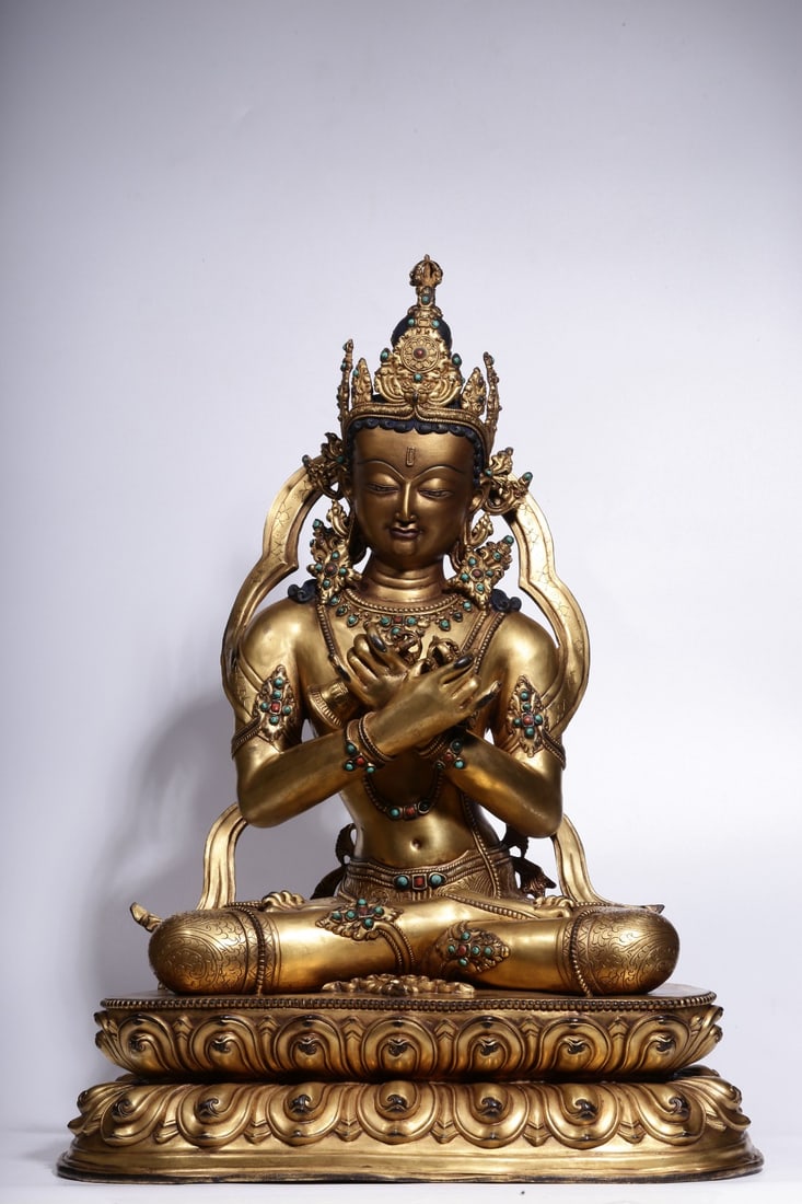 A Gilt Bronze Gem-Inlaid Deity Statue (1 of 11)