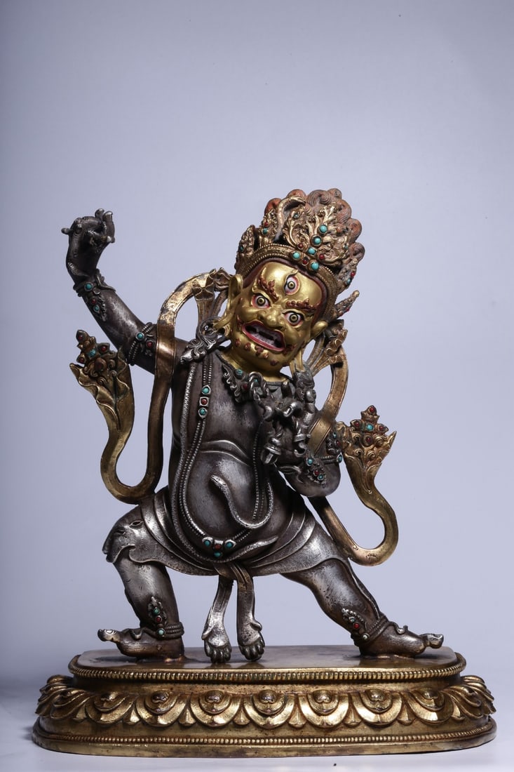 A Gilt Bronze Silver-Inlaid Vajrapani Statue (1 of 9)