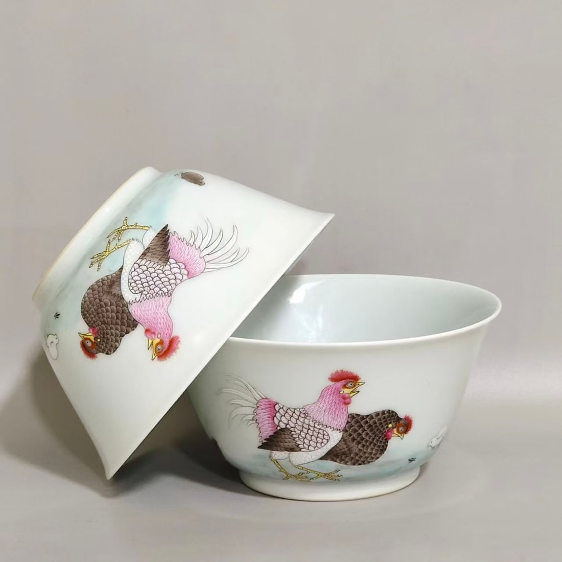 A Pair of Fencai Enamel Cups: A Pair of Fencai Enamel Cups. Height: 1.85in Diameter: 3.74in.