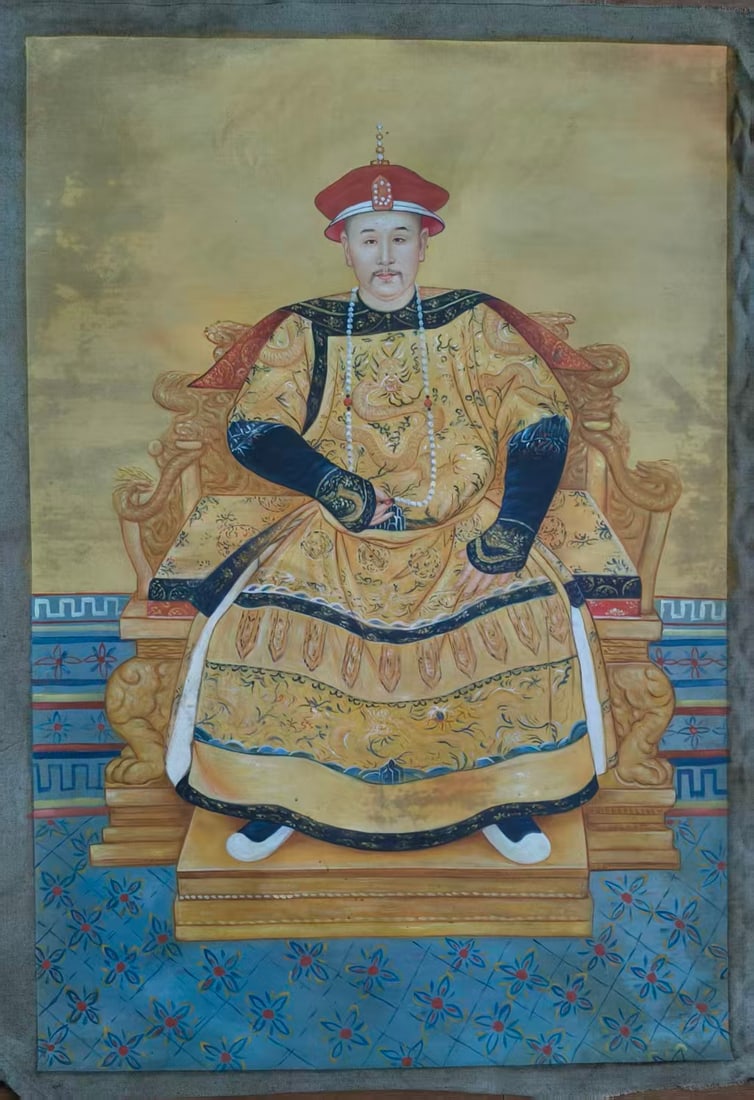 An Oil Painting Depicting an Emperor Attributed to Lang Shining: An Oil Painting Depicting an Emperor Attributed to Lang Shining. Dimensions: 70.87in x 47.24in.