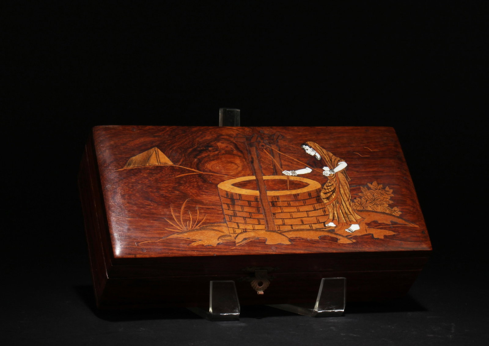 A Hardwood Rectangular Box: A Hardwood Rectangular Box. Dimensions: 8" x 4" x 2.25".