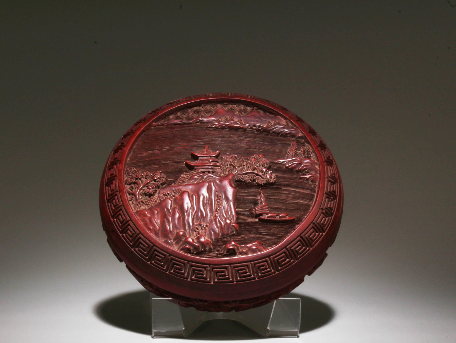 A Cinnabar Container with Lid: A Cinnabar Container with Lid. Dimensions: 2.75" x 5.75".