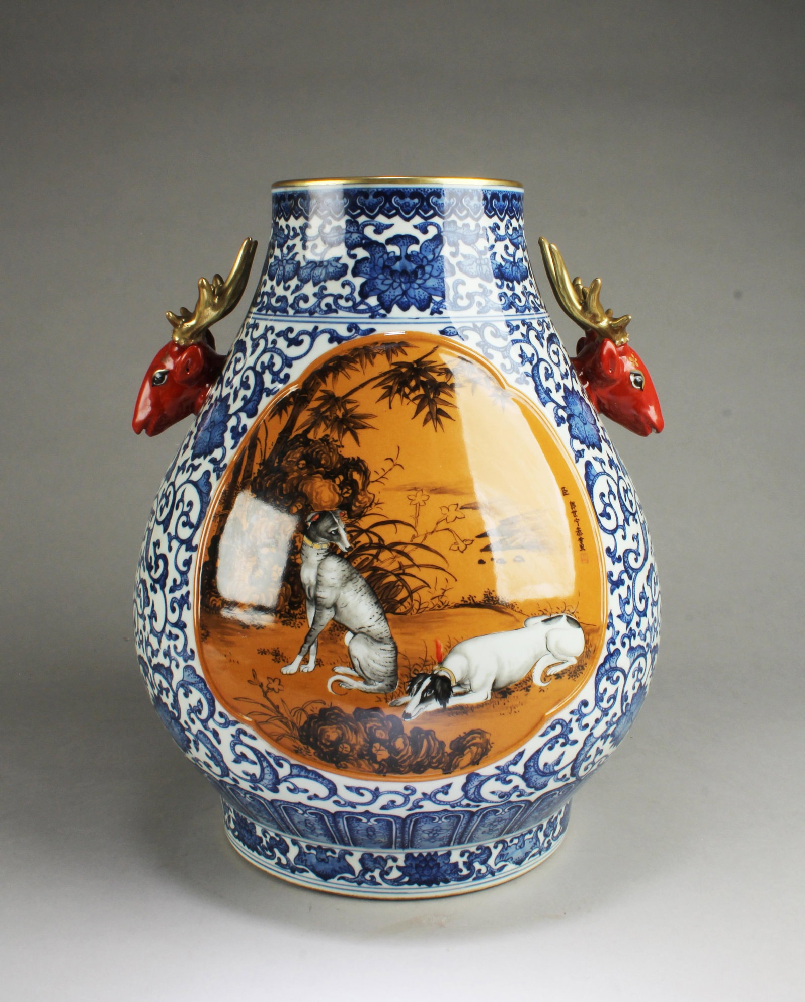 Chinese Porcelain Vase: Chinese Porcelain Vase. 'QianLong' mark at base. Height: 16.5"