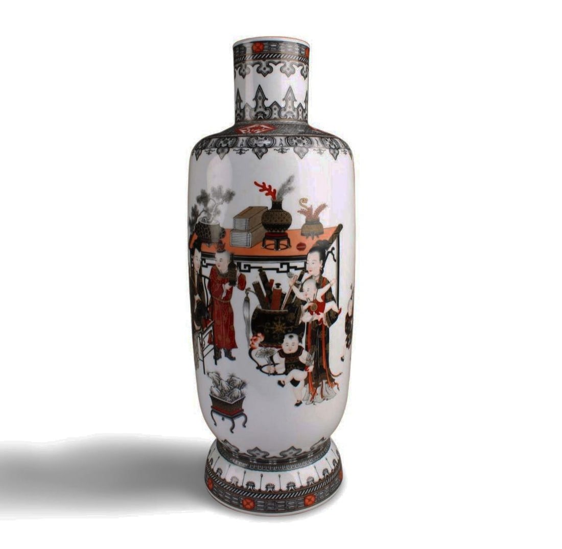 A Chinese Porcelain Vase: A Chinese Porcelain Vase. 'QianLong' mark at base. Height: 24".