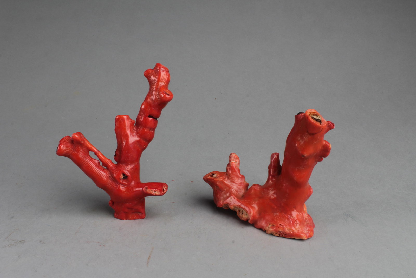 A Group of Two Coral Ornaments: A Group of Two Coral Ornaments. Height: 5"