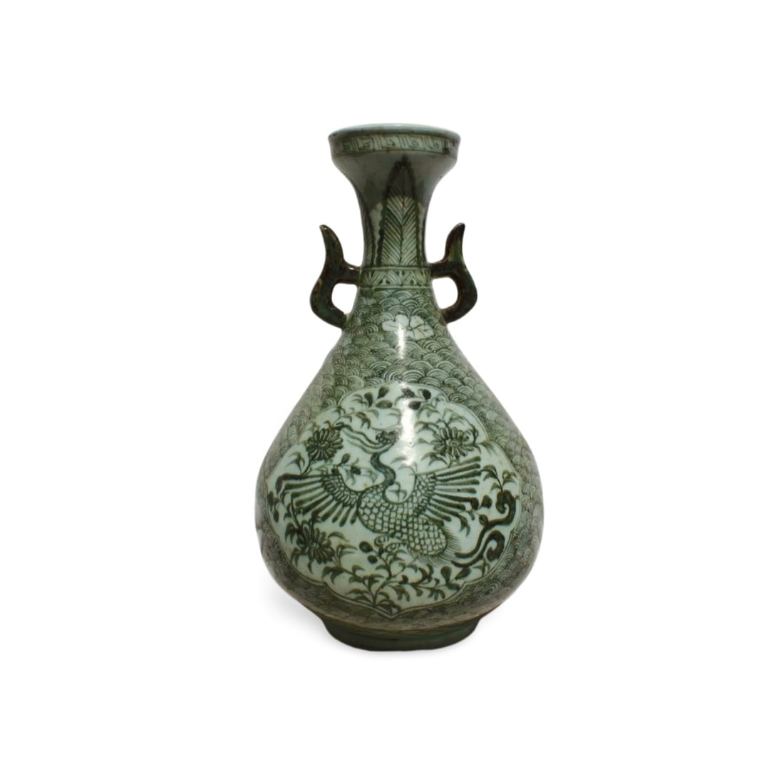 A Porcelain Vase: A Porcelain Vase. Dimension: 8.25" x 13.25".