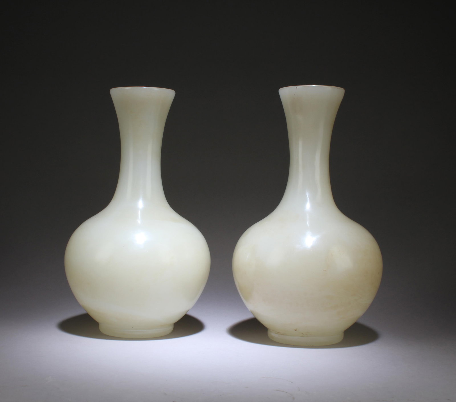 Two Peking glass Vases: Two Peking glass Vases. 'QianLong' mark. Height: 7.6"
