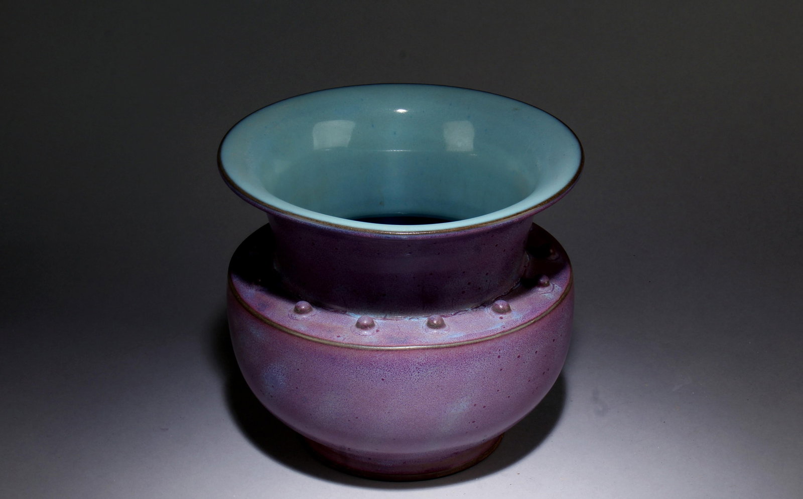 A Jun Ware Vase: A Jun Ware Vase. Dimensions: 8" x 7".
