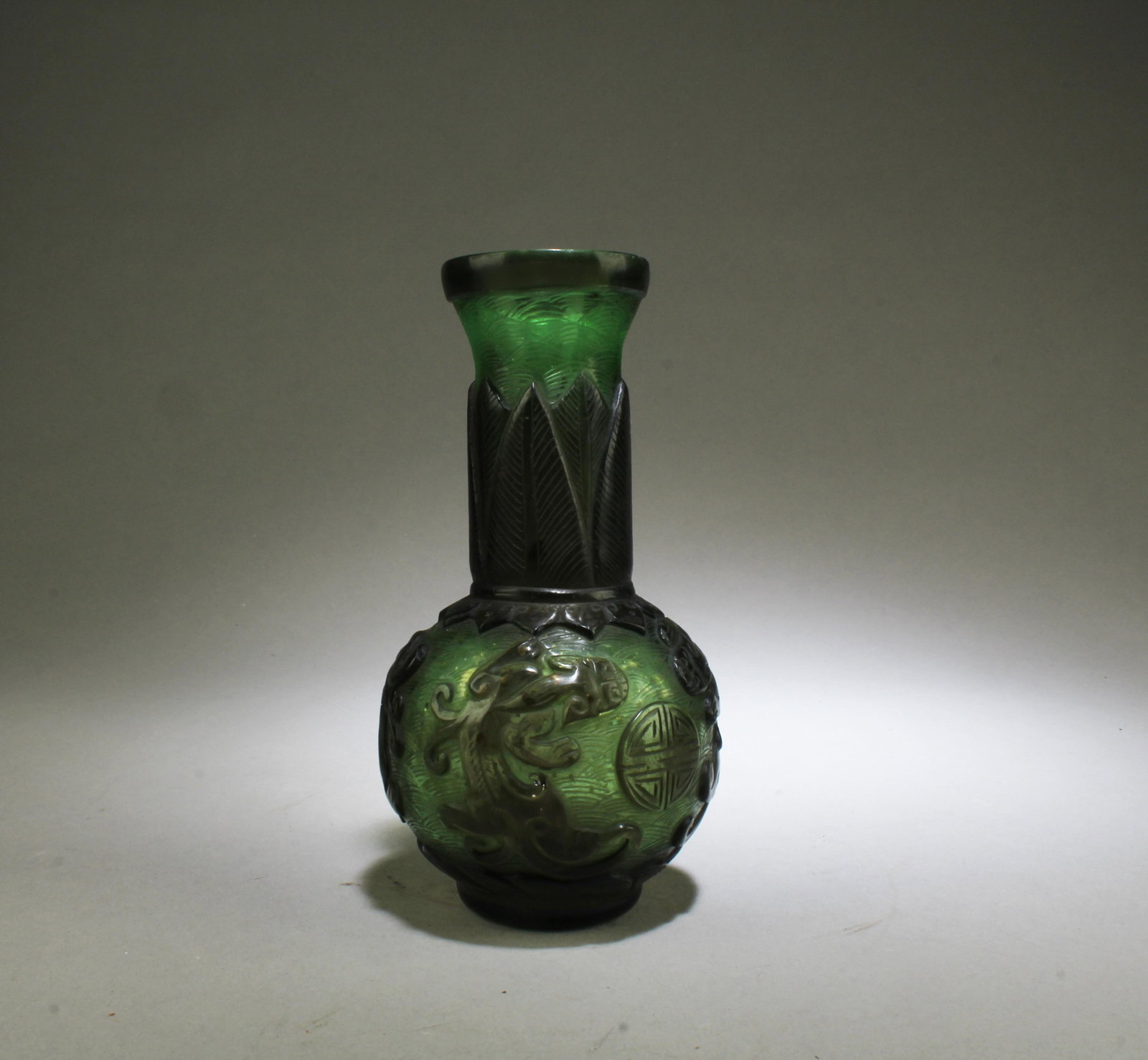A Peking Glass Vase: A Peking Glass Vase. ' QianLong' mark. Height: 5.7"