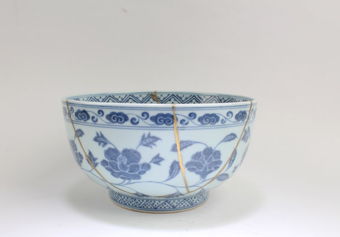 Chinese Blue & White Bowl: Chinese Blue & White Bowl. 'XuanDe' mark at base. Diameter: 7.75"