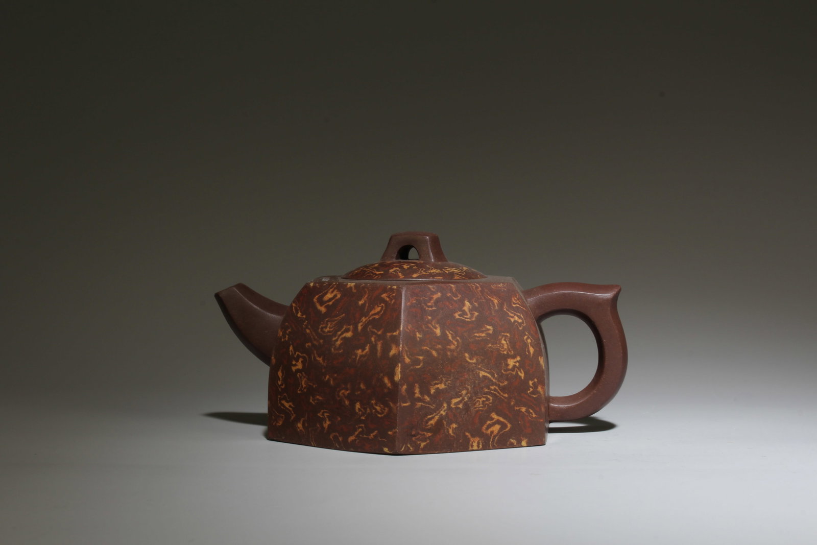 Chinese Zisha Teapot: Chinese Zisha Teapot. Height:2.75" Length: 5.75"