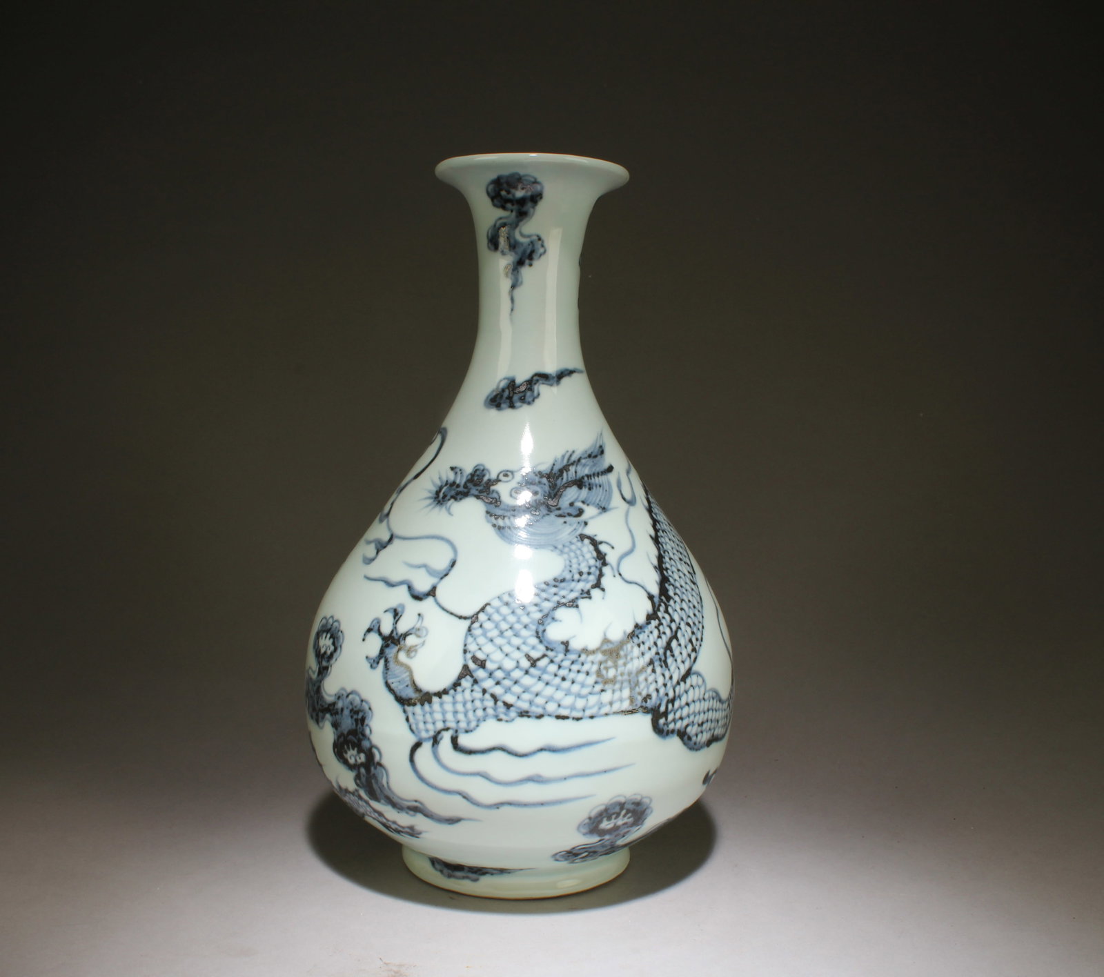 A Blue and White Yuhuchun Vase: A Blue and White Yuhuchun Vase. Dimensions: 12.5" x 7.75".