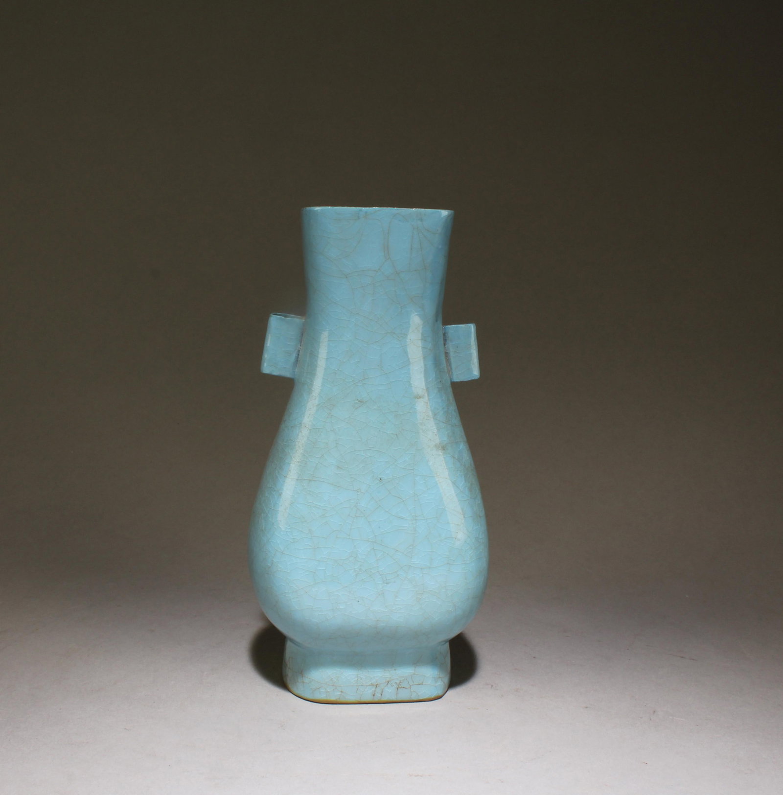 Chai Kiln Blue Glaze Ice Crack Vase: Chai Kiln Blue Glaze Ice Crack Vase. Dimensions: 6.2" x 3.2".