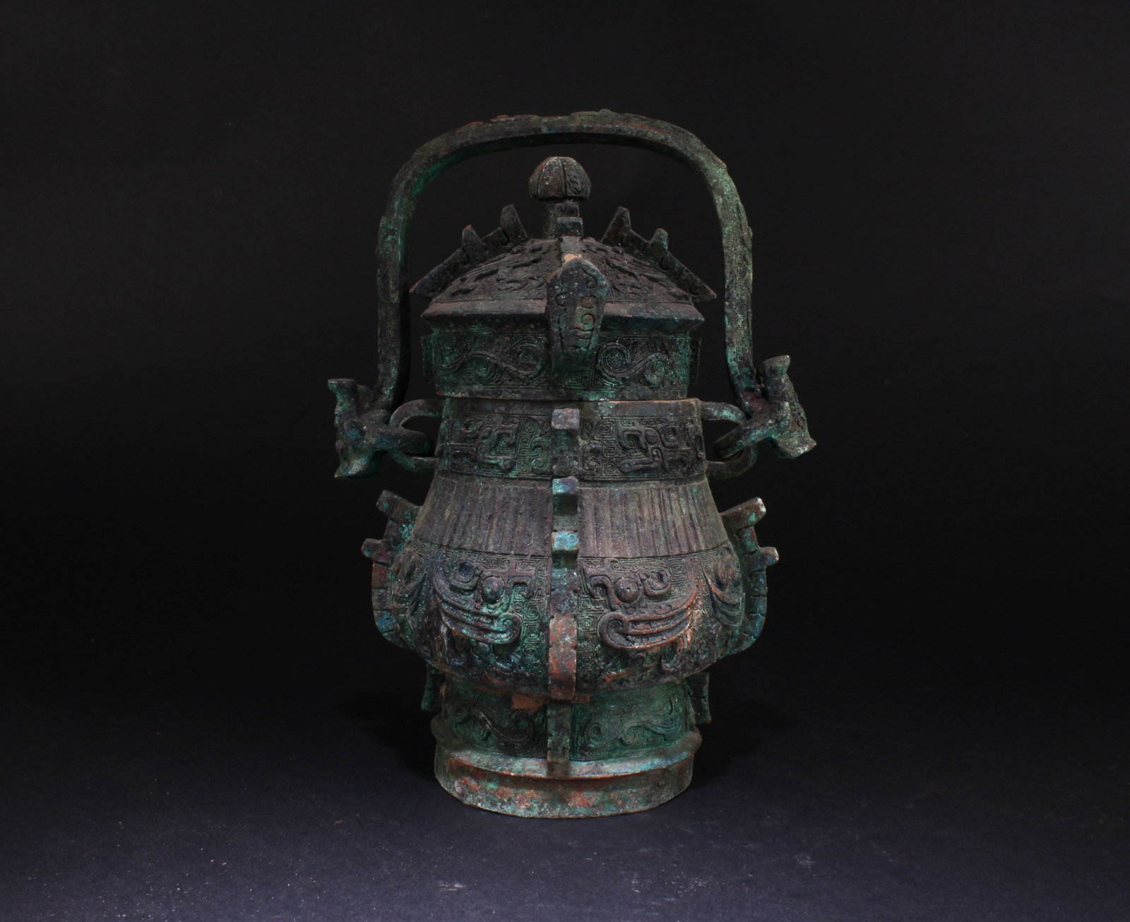 Chinese Bronze Container: Chinese Bronze Container. Height: 9"