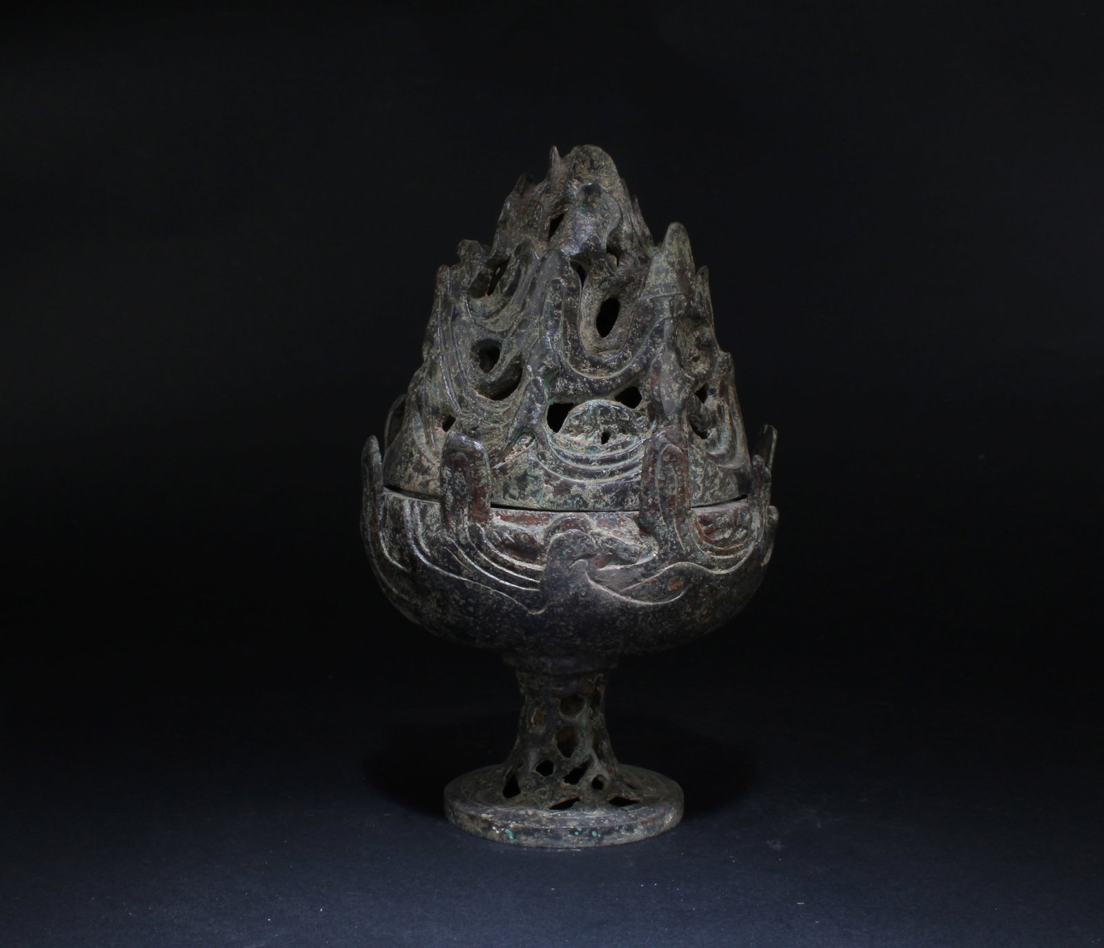Chinese Bronze Censer: Chinese Bronze Censer with lid. Height: 10.5"