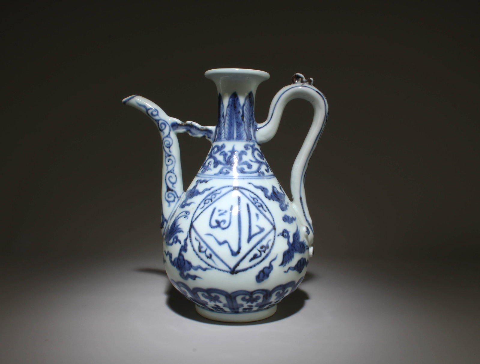 A Blue and White Pot: A Blue and White Pot. Dimensions: 9.2" x 8".