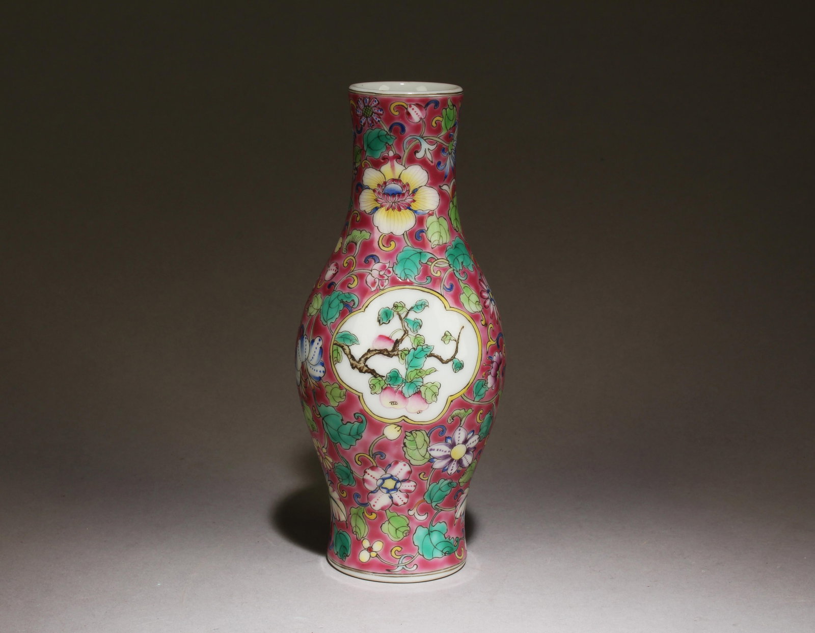 A Chinese Fencai Vase: A Chinese Fencai Vase. Dimensions: 6.6" x 2.75"