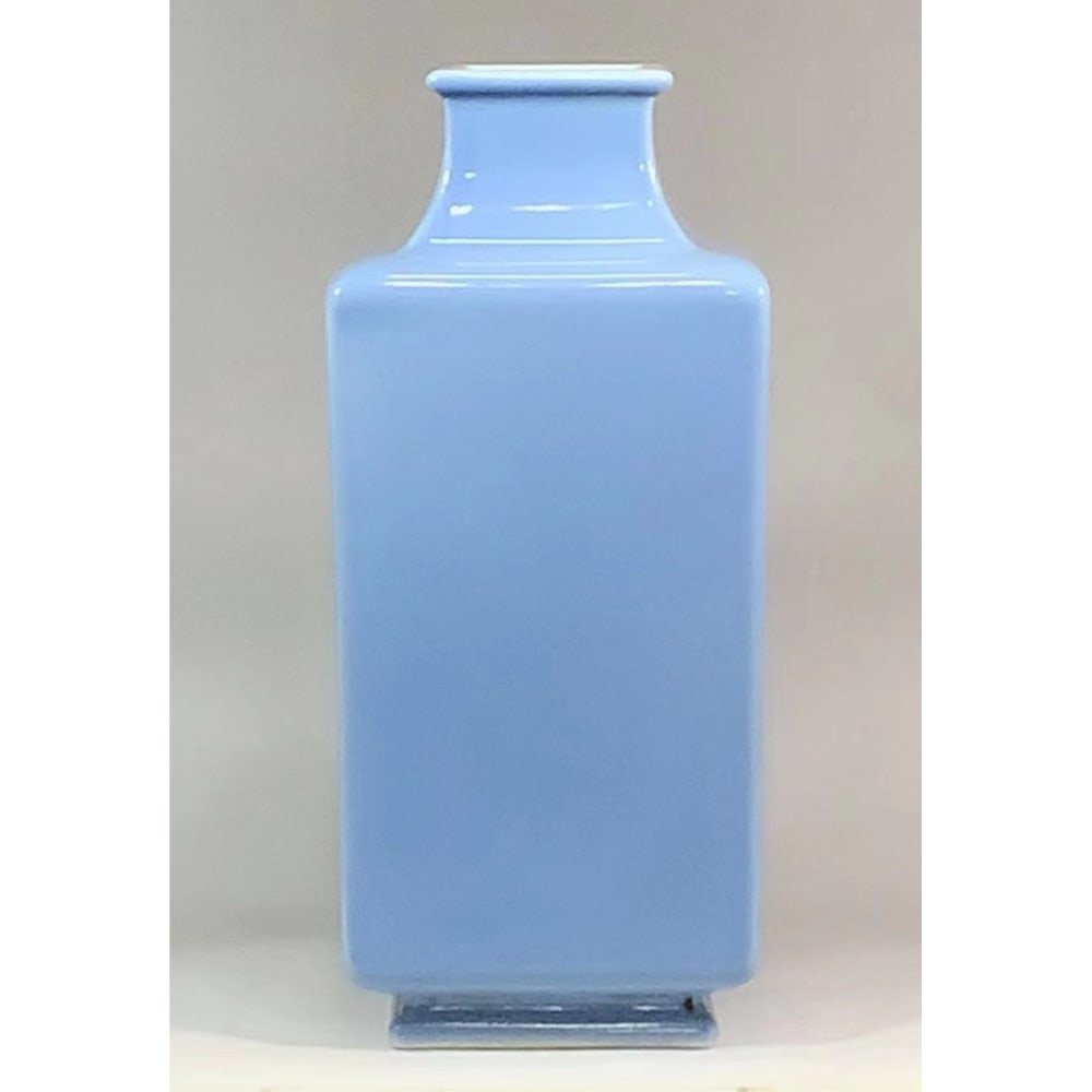 A Blue Glazed Porcelain Vase: A Blue Glazed Porcelain Vase. 'QianLong' mark at base. Dimensions: 12.5" x 5.5 "