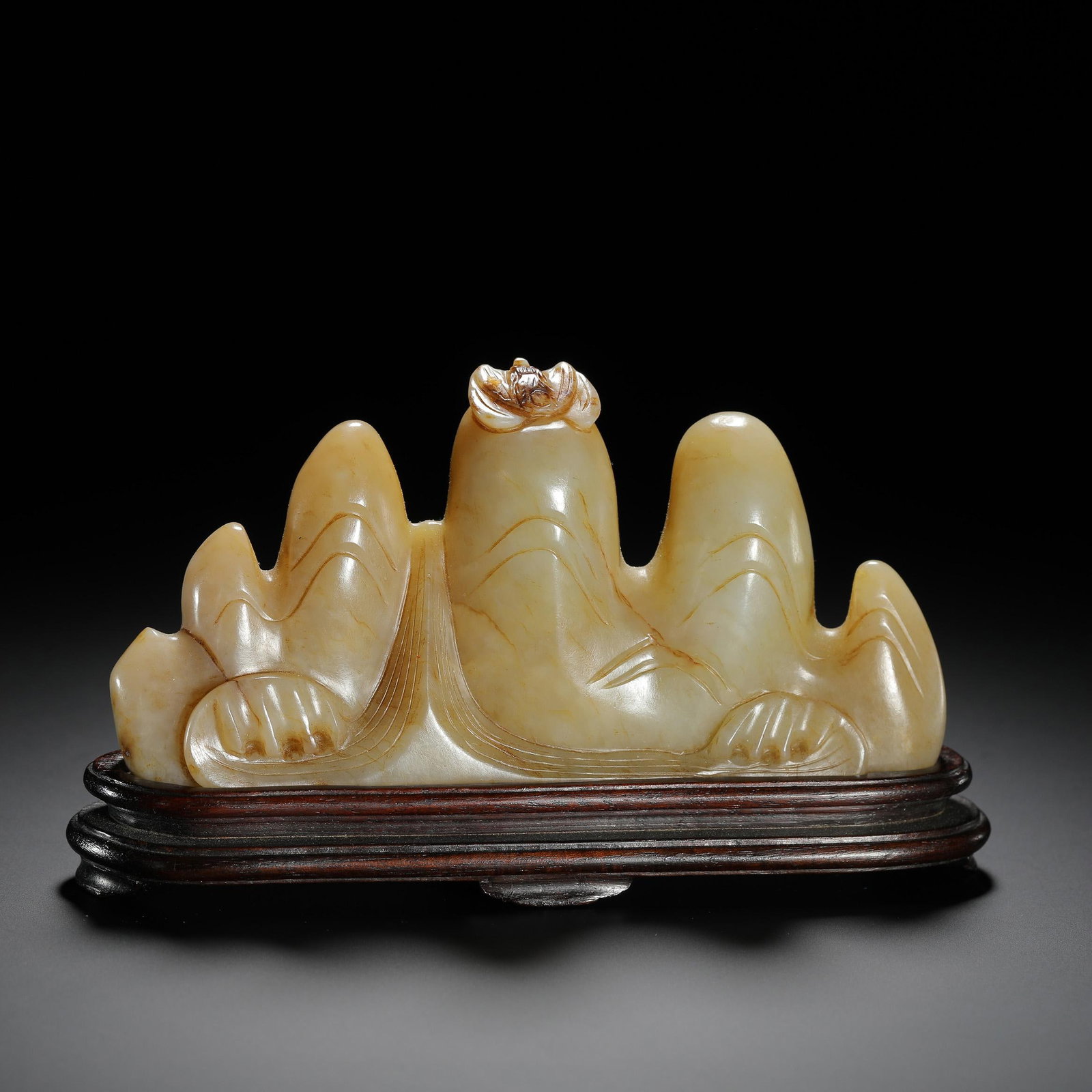 Carved Jade Five Peaks Brush Rest: Carved Jade Five Peaks Brush Rest. Length:5.43" Width:1.30" Height:2.64"